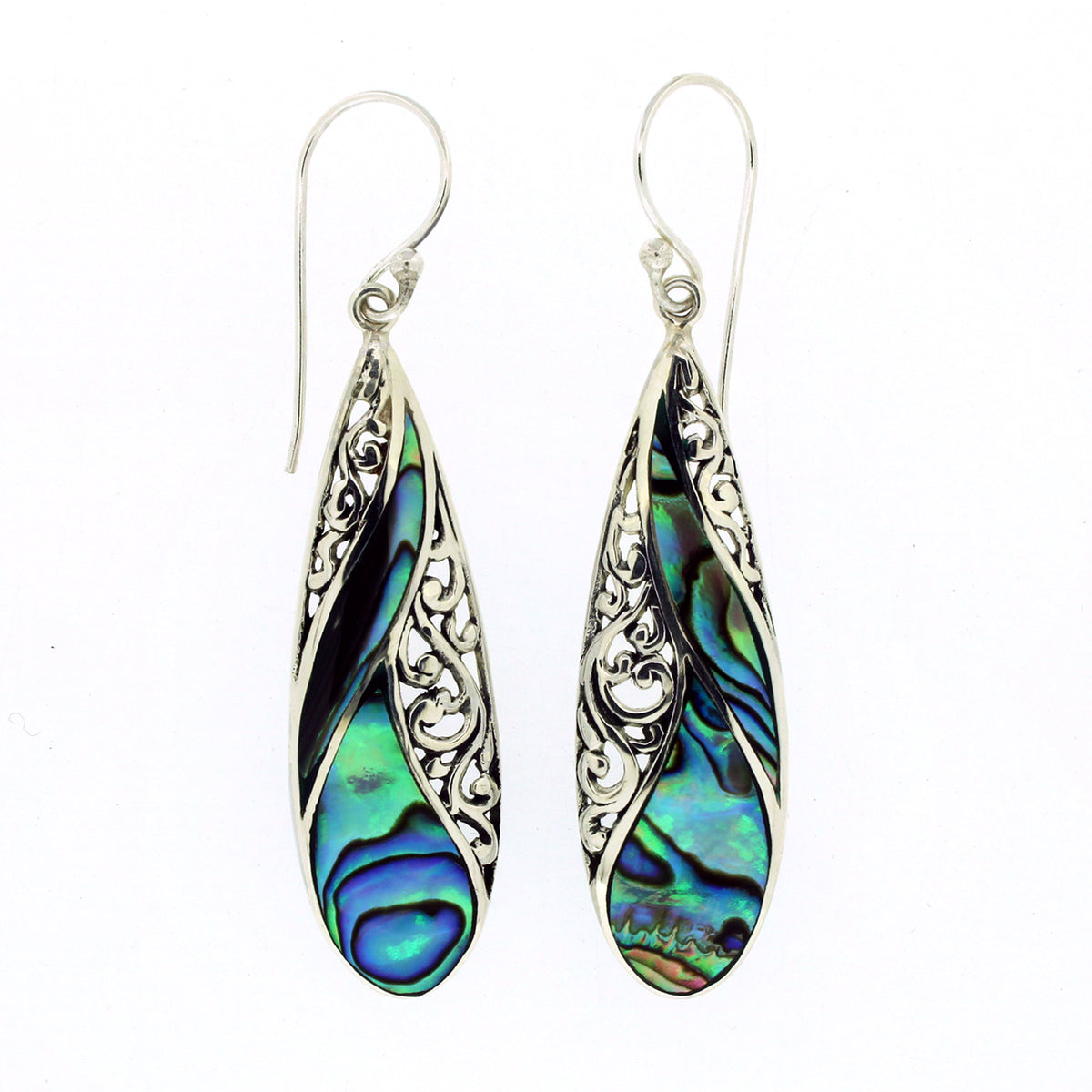 パウアシェル ティアドロップ イヤリング スクロールデザイン – Laule