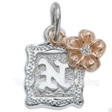 Initial top with plumeria charm