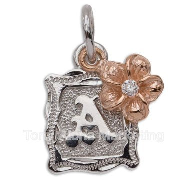 Initial top with plumeria charm