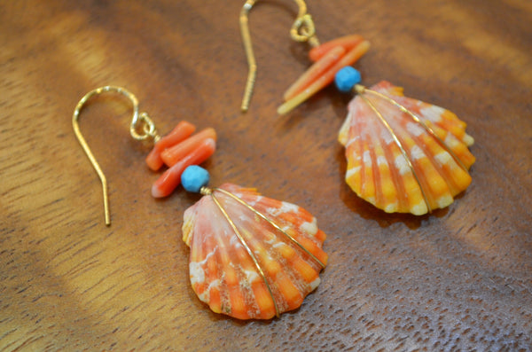 ハワイアンジュエリー サンライズシェルsunrise shell (with turquoise, coral) – Laule'a Waikiki