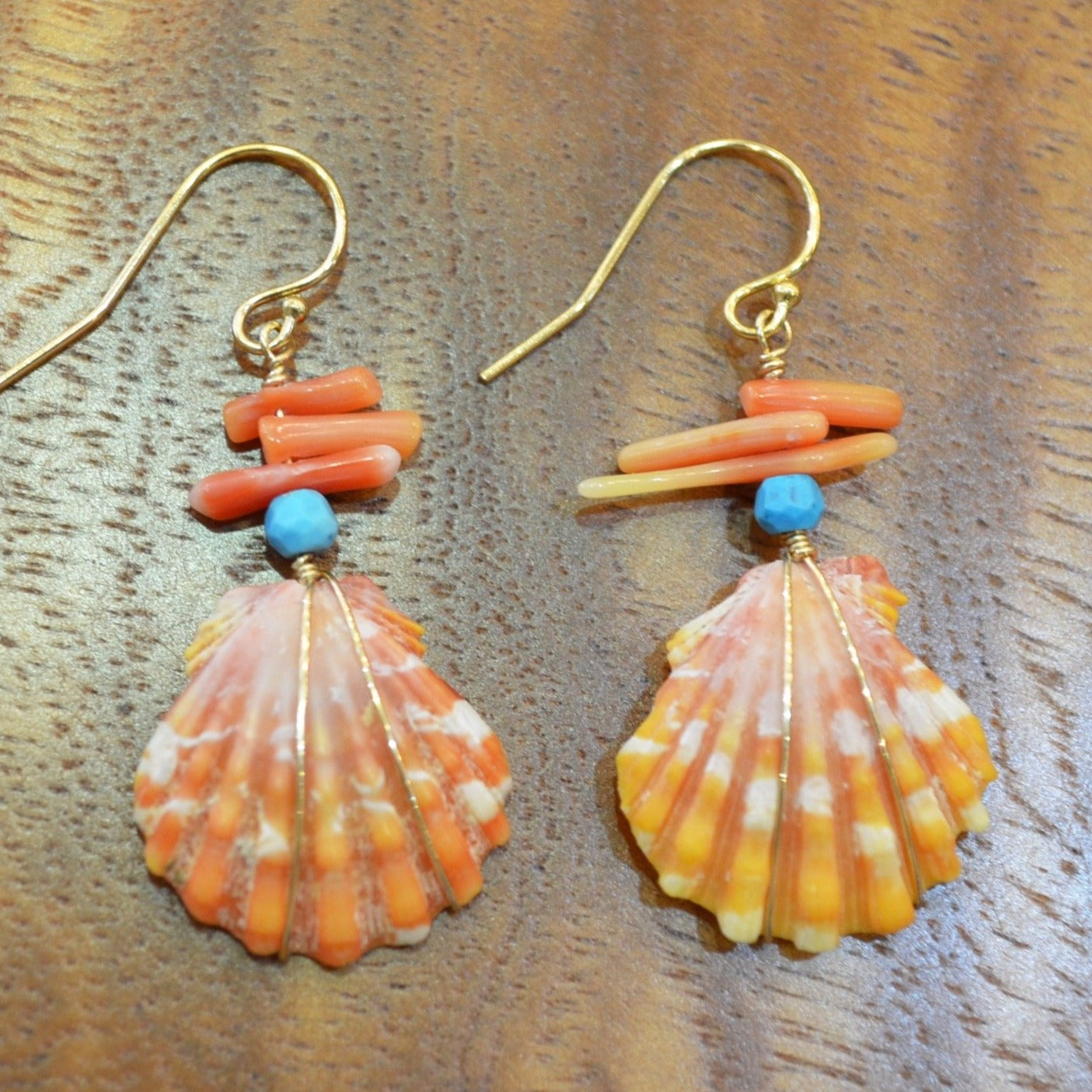 ハワイアンジュエリー サンライズシェルsunrise shell (with turquoise, coral) – Laule'a Waikiki