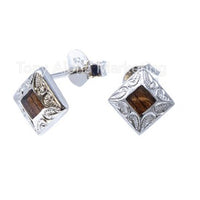 Square Koa Wood Earrings 