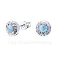 Round Larimar Earrings